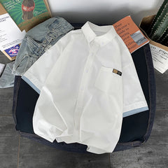 Threebooy fashion niche Design Summer new short sleeve shirt loose Korean clothing chic style shirt fashion shirts streetwear