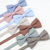 Threebooy Soft Polyester Solid 15 Colors Father-son Bowtie Set Black Blue Khaki Butterfly Casual Bow Tie For Men Boy Wedding Accessory