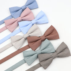 Threebooy Soft Polyester Solid 15 Colors Father-son Bowtie Set Black Blue Khaki Butterfly Casual Bow Tie For Men Boy Wedding Accessory