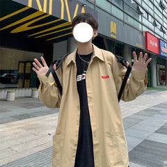 Threebooy Men Harajuku Solid color Mens Streetwear Long Sleeve Male Vintage Korean Fashions shirts Oversized shi