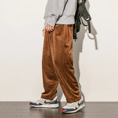 Threebooy Casual Loose Straight Pants Slacks Elastic Waistband Pant Joggers Corduroy Trousers Men's Work Pants Wide Leg Trousers Man Baggy