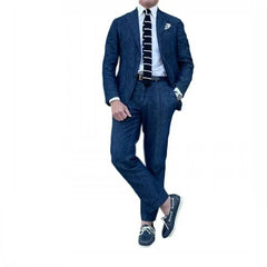 Threebooy Costume Homme Denim Suits Suits Tailor-Made 2 Pieces Slim Fit Coat Pants Prom Tuxedos Wedding Groom Formal Work Casual Tailored