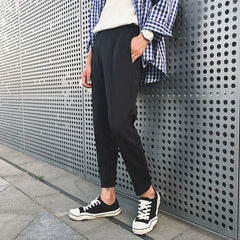 Threebooy Men's Fashion Trend Soft Cotton Casual Pants White/black Color Trousers Slim Fit Comfortable Pants Big Size M-3XL
