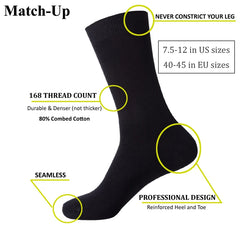 Threebooy Match-Up Men Bamboo Black Socks Breathable Business Dress Socks (6 Pairs/Lot)