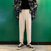 Threebooy Men's Fashion Trend Cotton Casual Pants Black/White Color Brand Suit Pants Slim Fit High-quality Trousers Big Size 27-36