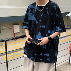 Threebooy Men's Couple Print Dyed Short Sleeve T-shirt Street Hip Hop Fashion Top Casual Tshirt Harajuku Multicolor T Shirt M-3XL