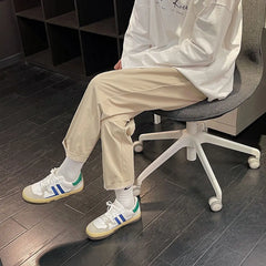 Threebooy Korean Style Men's Fashion Trend Slim Fit Casual Pants Khaki/black/Apricot Color Straight Pants High-quality Trousers M-5XL