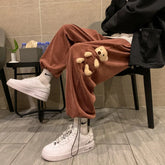 Threebooy Men's Corduroy Fabric Plush Loose Casual Pants 4 Color Wide Leg Pants Cargo Military Style Trousers Streetwear Sweatpants