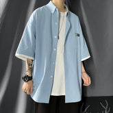 Threebooy fashion niche Design Summer new short sleeve shirt loose Korean clothing chic style shirt fashion shirts streetwear