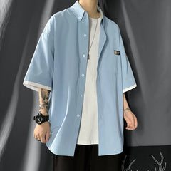 Threebooy fashion niche Design Summer new short sleeve shirt loose Korean clothing chic style shirt fashion shirts streetwear