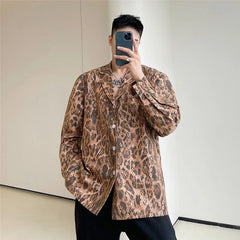 Threebooy Men's New Leopard Design Loose Personalized Shirts Casual Coats Long Sleeve Shirts Fashion Trend Camisa Masculina M-XL