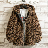 Threebooy Fall/winter Leopard Print Jacket Loose and Comfortable Cotton-padded Jacket Fashion Men's and Women's Autumn Warm Jacket