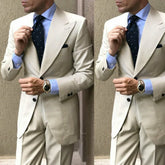 Threebooy Business Men Suits Tailor Made 2 Pieces Wide Peak Lapel Formal Office Party Wedding Groom PromTuxedos Tailored