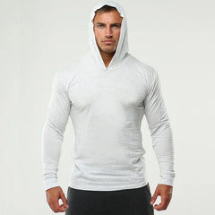 Threebooy New Long Sleeve Shirts Fitness Hoodies Fashion Quick Dry Pullover Men Hooded Clothing Solid Color Sweatshirt Men's Clothing