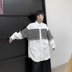 Threebooy Men's Spelling Cloth Decoration Loose Coats Long Sleeve Shirt White/black Color High-quality Shirts Camisa Musculina M-XL