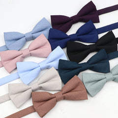 Threebooy Soft Polyester Solid 15 Colors Father-son Bowtie Set Black Blue Khaki Butterfly Casual Bow Tie For Men Boy Wedding Accessory