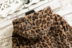 Threebooy Fall/winter Leopard Print Jacket Loose and Comfortable Cotton-padded Jacket Fashion Men's and Women's Autumn Warm Jacket