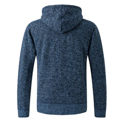 Threebooy New Cardigan Mens Hooded Collar Fleece Warm Sweaters Coat Men Coat Hoodies Jacket Thick Full Solid Cardigan Male Coats