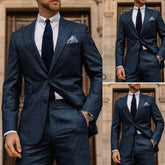Threebooy Business Men Suits Plaid Tailor-Made 2 Pieces Coat Slim Fit Tuxedo Jacket Coat Groom Wedding Groom Prom Formal