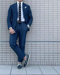 Threebooy Costume Homme Denim Suits Suits Tailor-Made 2 Pieces Slim Fit Coat Pants Prom Tuxedos Wedding Groom Formal Work Casual Tailored