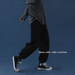 Threebooy Strange taste casual pants autumn and winter Korean students' slim and versatile loose straight HIP HOP wide leg sports pants