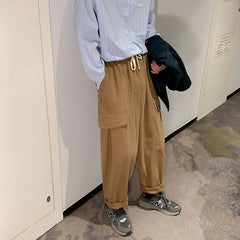 Threebooy Men's Thick Overalls Loose Elastic Waist Casual Pants High-quality Vintage Style Trousers Oversized Sweatpants Size M-2XL
