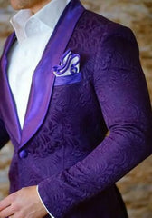 Threebooy Men Jacquard Paisley Suit Slim Fit Tailor Made Blazer Groom Tuxedo Prom Wedding Groom Groomsman Suit