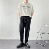 Threebooy Summer Men's Pure Color Casual Pants Streetwear Loose Cargo White/black Suit Pants Style High-quality Trousers