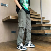 boy outfits Overalls Outdoor Trousers Solid Color Multi-Pocket plus Size Casual Pants Straight Sports Pants Military Pants