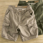 boy outfits Cotton Workwear American Casual Cropped Pants Men's Fit Straight Pants Trendy Breathable Color Multi-Pocket Shorts