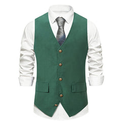 fall outfits men Autumn and Winter New Suit Vest Men's Medieval Retro Vest European Size V-neck Single-Breasted Casual Vest