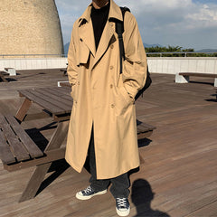 mens fall fashion Autumn and Winter New Men's Mid-Length Trench Coat Korean Handsome Yupi Coat British Style Coat