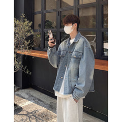 mens fashion American-Style Retro Fashionable Washed Distressed Denim Coat Men's Harajuku Frayed Hem Jacket