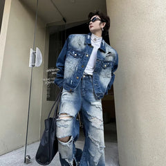 Threebooy Men's Distressed Denim Delight 2-Piece Set