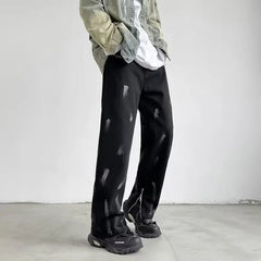 Threebooy Y2K Fashion Painting Baggy New Jeans Pants For Men Clothing Ankle Zipper Straight Denim Trousers Pantalon Homme