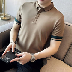 Threebooy New Summer Men Polo Shirt Printed Fashion Lapel Breathable Casual Tees Tops Short Sleeve Hip Hop Polos Shirts S-4XL