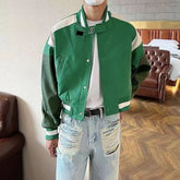 Threebooy New Autumn And Winter Niche Stitching Design High-Grade Leather Jacket American Retro High Street Fashion Casual Y2k Jacket Men