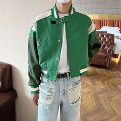 Threebooy New Autumn And Winter Niche Stitching Design High-Grade Leather Jacket American Retro High Street Fashion Casual Y2k Jacket Men