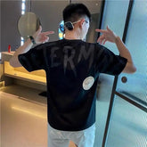 Threebooy Top Clothes Streetwear Men's T-shirt Mens Tee Shirts Katoen Elastic Ordinary Hip Hop Loose Fashion Music Stylish Striped Party M