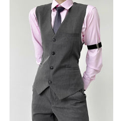 Threebooy High-end Black Gray Suit Vest Fashion Men Women Same Neutral Style Slim Business Casual Blazer Vest Urban Streetwear