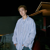 Threebooy Men's Retro Striped Linen Shirts Korean Leisure Popular Clothing Luxury Clothes Short Sleeve Streetwear Fashion Loose Blouse