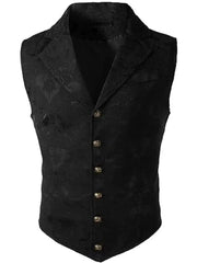 Threebooy Men's Medieval Gothic Long Vest, Vintage Steampunk Victorian Costume Waistcoat, Halloween Cosplay Formal Jacket, Renaissance LAR