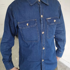 Threebooy Spring and Summer Thin Medium-thick Denim Shirt Workwear Men's Long-sleeved Construction Site Top Pure Cotton Breathable