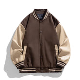 Threebooy Bomber Wool Coat Premium Varsity Leather Wool Jacket High Street Jacket Men's Varsity Baseball College Leather Sleeves