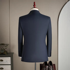 Threebooy High-end fashionable stylish lustrous smooth fabric party wedding suit wool suit set men's three-piece set