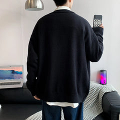 Threebooy Men's Cardigan Sweater Knitwear Jacket Spring Autumn V-neck Long Sleeves Single-breasted Pockets Loose Casual Linen Sweaters