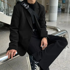 Threebooy Plus Big Size Coat Long Men's Suit Jackets Oversize Male Blazer Black Clothing Menswear Premium Korean Style Clothes