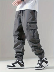 Threebooy Men's Cargo Pants, Thin Trousers, Comfortable and Breathable, Outdoor Casual, Wearable, Running, Cycling, Multi-pocket 004