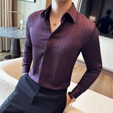 Threebooy Clothing Men's Spring Striped Business Shirts/Male Slim Fit Lapel Casual Long-sleeved Shirts 4XL-M