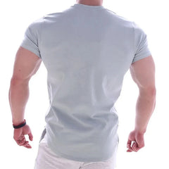 Threebooy Men Short sleeve fashion t-shirt Gyms Fitness Sports Cotton T-Shirt Male Bodybuilding Skinny Tee shirt Summer Tops Clothes